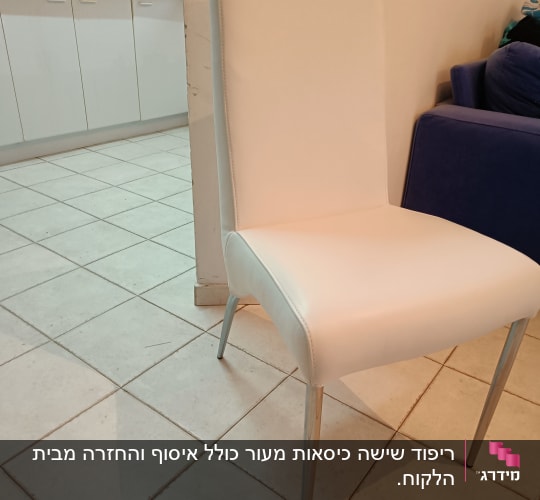 ריפוד שישה כיסאות מעור כולל איסוף והחזרה מבית הלקוח. 
